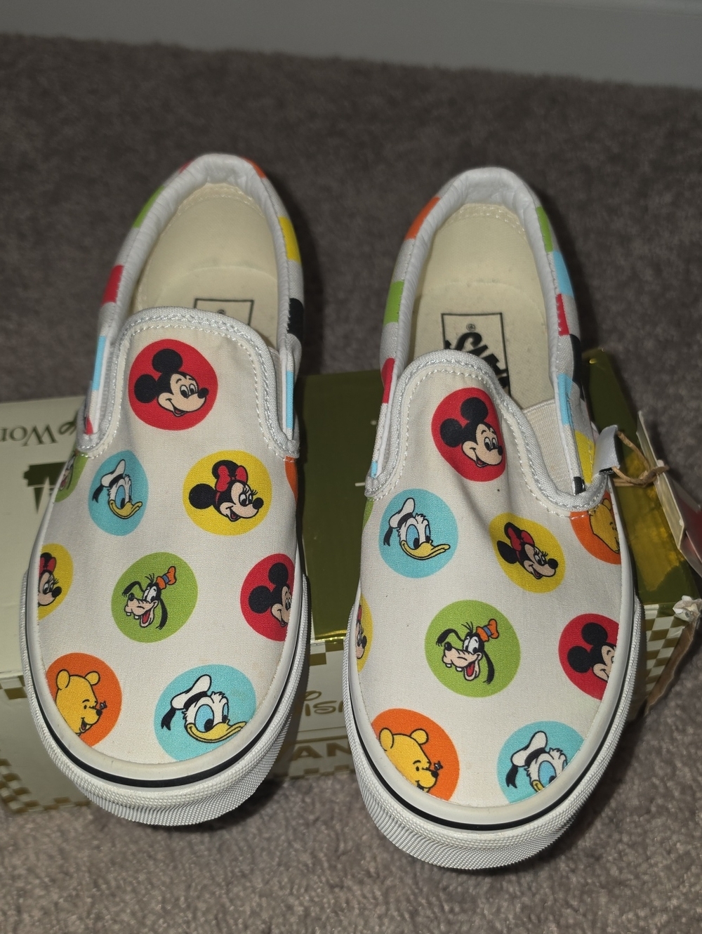 Disney Multicolor Character Slip-On Sneakers - White Canvas